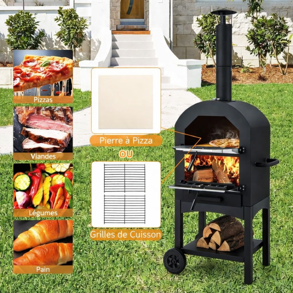 Four à Pizza Nero 5 à Bois Extérieur