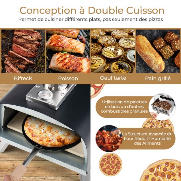 Four à Pizza Vivo 1 à Bois Portable Cheminée Amovible